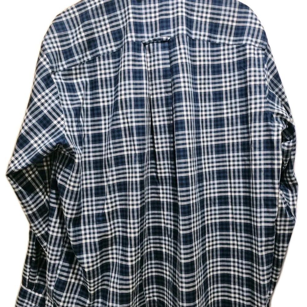 Orvis Navy and White Plaid Button-Down Shirt XL - Classic Men's Casual - Picture 2 of 4